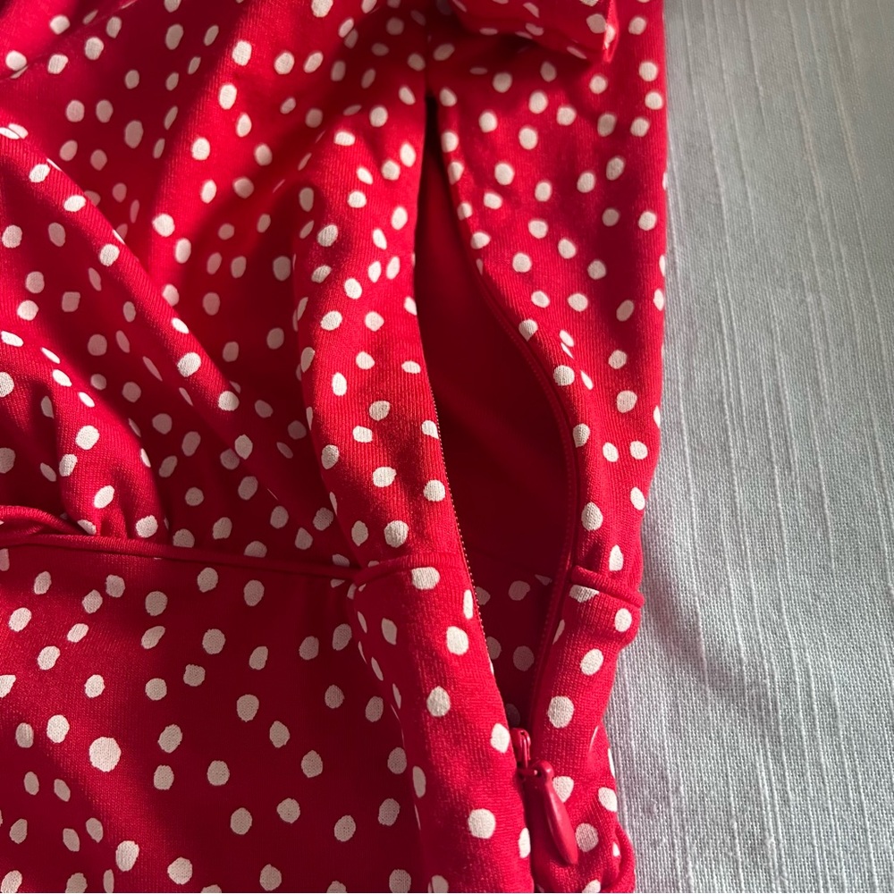 HOBBS Women’s Dress Darcie Red White Polk Dot Size 4 - Picture 8 of 9